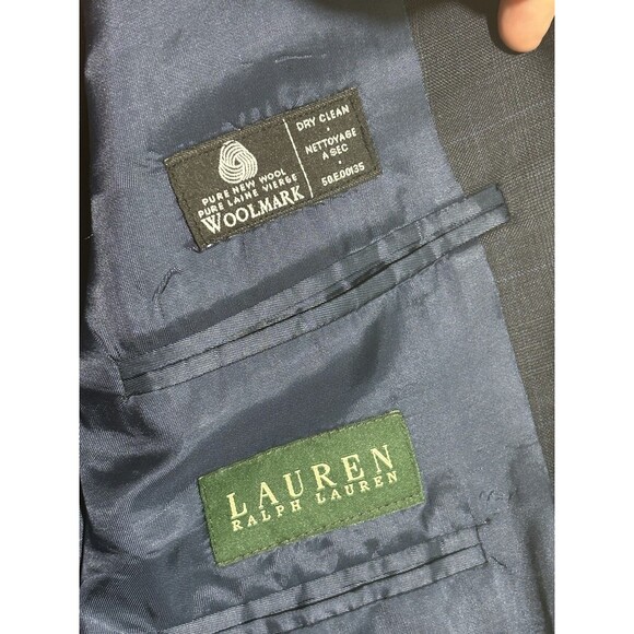 Lauren Ralph Lauren Blazer Men's 38R Blue Plaid 100% Wool 2-Button Suit Jacket - Picture 9 of 11